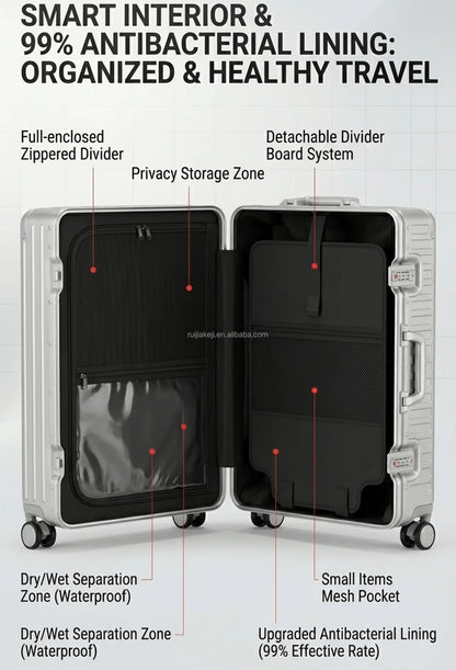Unisex Luxury Metal Carry on Suitcase Set Aerospace Grade Aluminum Magnesium Trolley Case Low MOQ Dropshipping Best Selling 2026