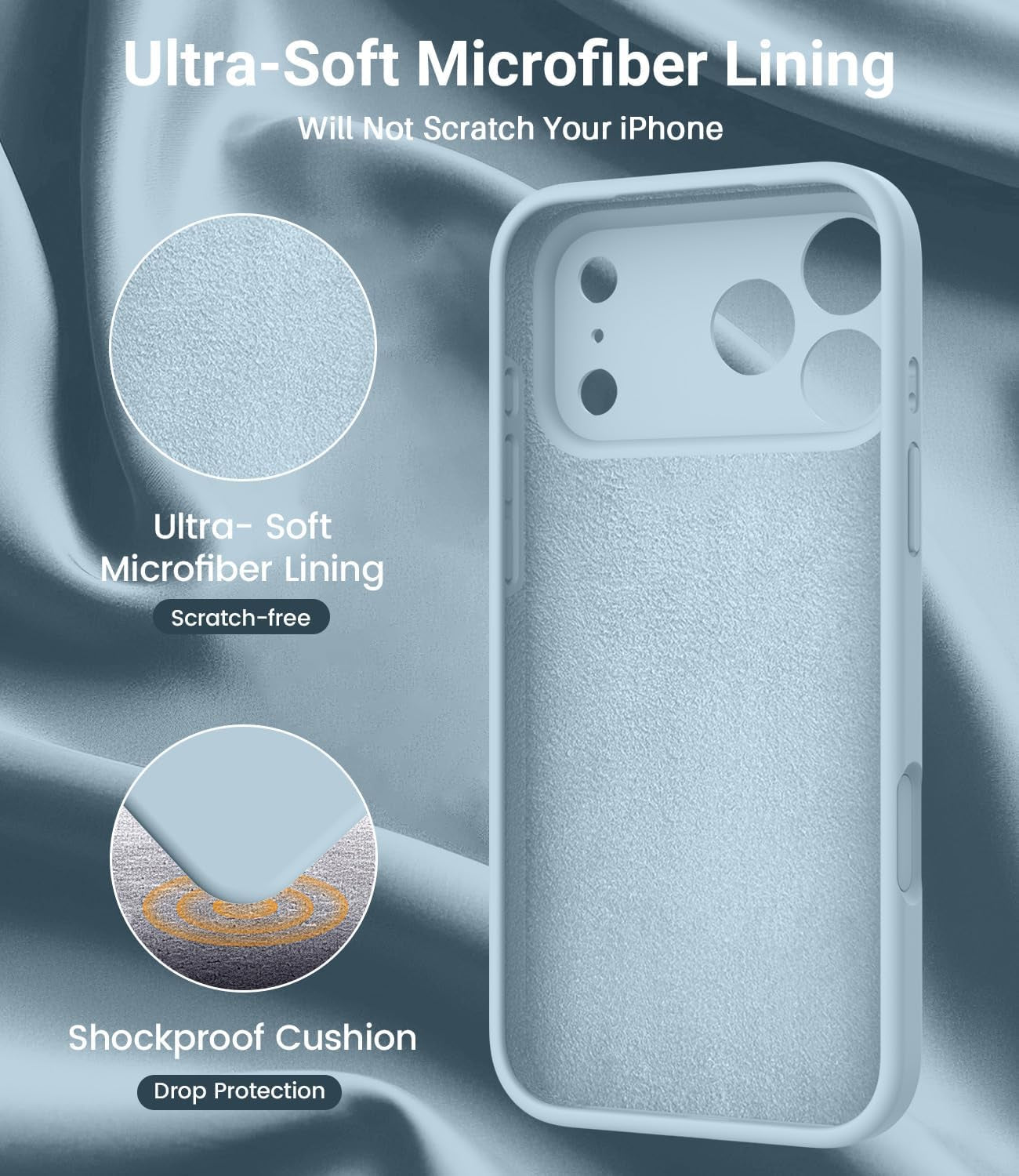 Magnetic for Iphone 17 Pro Max Case,Compatible with Magsafe,Classic Liquid Silicone Mobile Phone Case,Integrated Camera Control Button,Anti-Scratch Microfiber Lining, Baby Blue