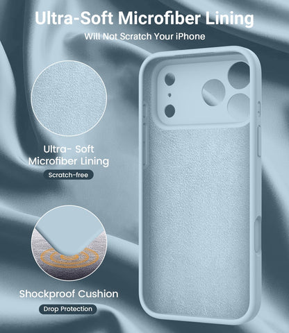 Magnetic for Iphone 17 Pro Max Case,Compatible with Magsafe,Classic Liquid Silicone Mobile Phone Case,Integrated Camera Control Button,Anti-Scratch Microfiber Lining, Baby Blue