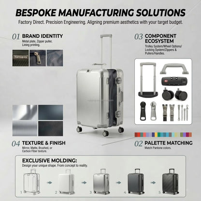 Unisex Luxury Metal Carry on Suitcase Set Aerospace Grade Aluminum Magnesium Trolley Case Low MOQ Dropshipping Best Selling 2026