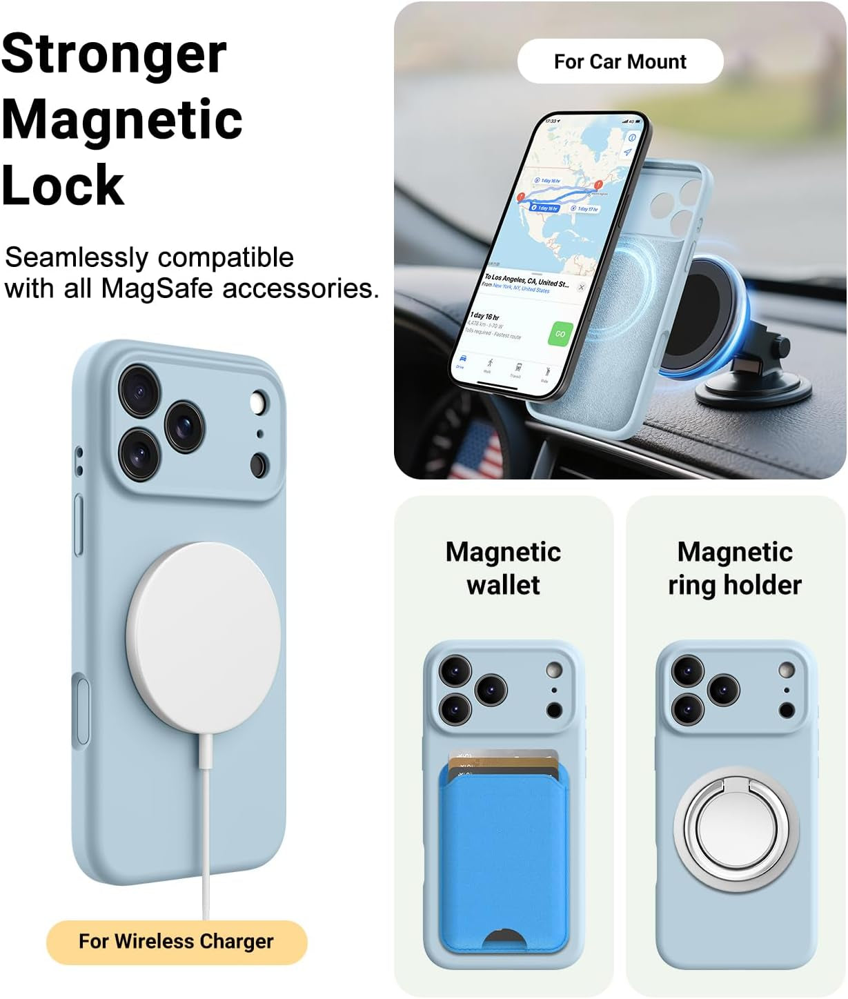 Magnetic for Iphone 17 Pro Max Case,Compatible with Magsafe,Classic Liquid Silicone Mobile Phone Case,Integrated Camera Control Button,Anti-Scratch Microfiber Lining, Baby Blue