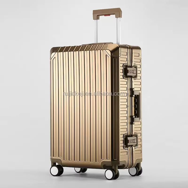 Unisex Luxury Metal Carry on Suitcase Set Aerospace Grade Aluminum Magnesium Trolley Case Low MOQ Dropshipping Best Selling 2026