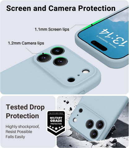 Magnetic for Iphone 17 Pro Max Case,Compatible with Magsafe,Classic Liquid Silicone Mobile Phone Case,Integrated Camera Control Button,Anti-Scratch Microfiber Lining, Baby Blue