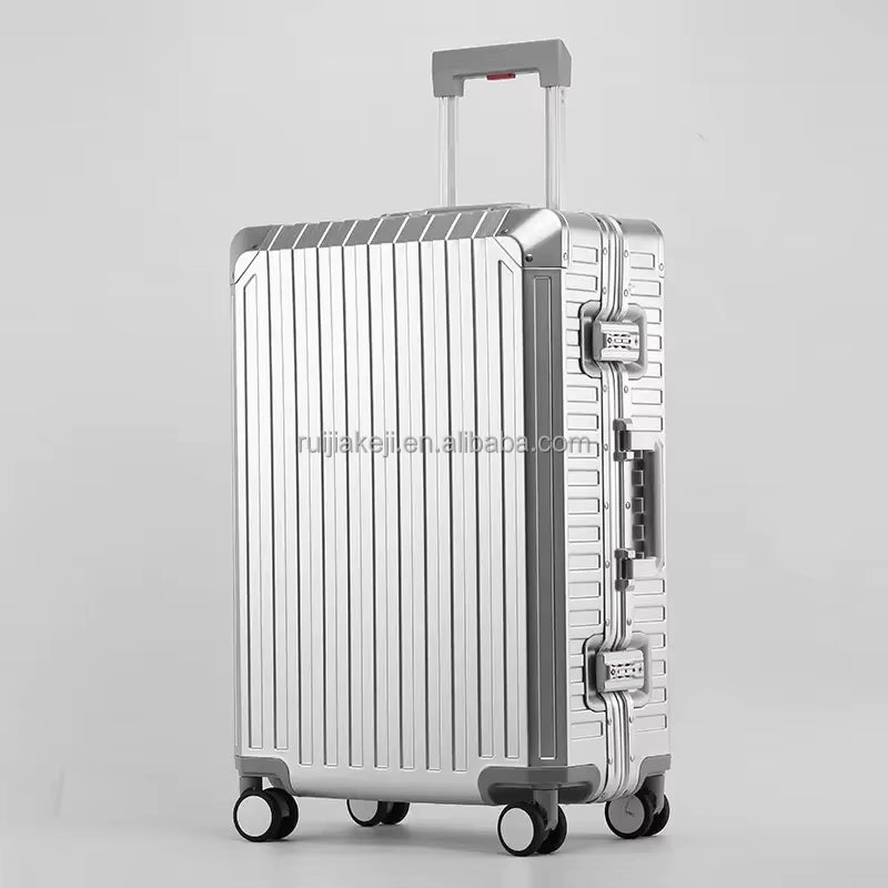 Unisex Luxury Metal Carry on Suitcase Set Aerospace Grade Aluminum Magnesium Trolley Case Low MOQ Dropshipping Best Selling 2026