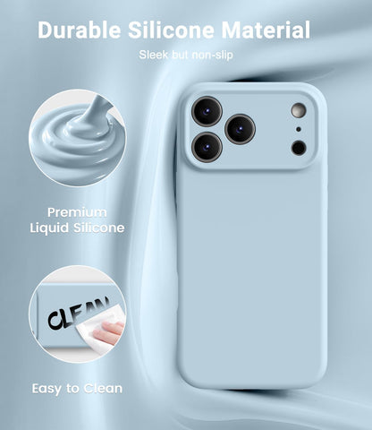 Magnetic for Iphone 17 Pro Max Case,Compatible with Magsafe,Classic Liquid Silicone Mobile Phone Case,Integrated Camera Control Button,Anti-Scratch Microfiber Lining, Baby Blue