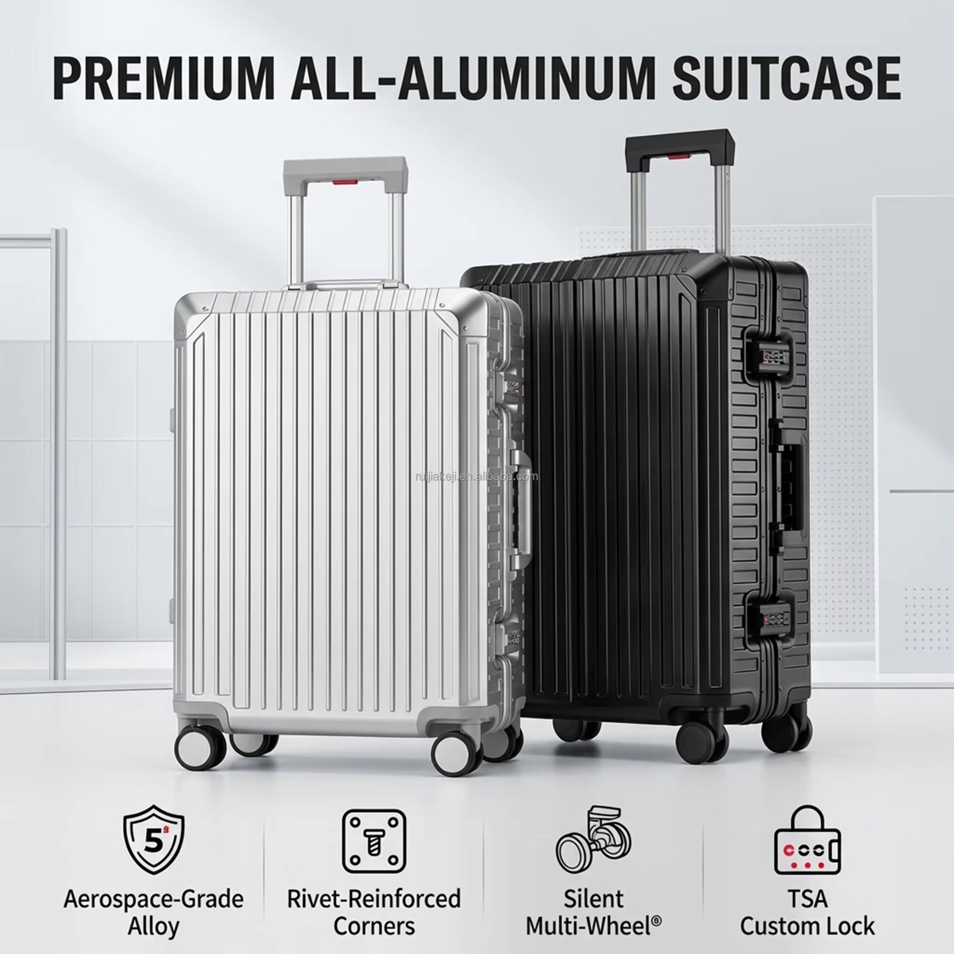 Unisex Luxury Metal Carry on Suitcase Set Aerospace Grade Aluminum Magnesium Trolley Case Low MOQ Dropshipping Best Selling 2026