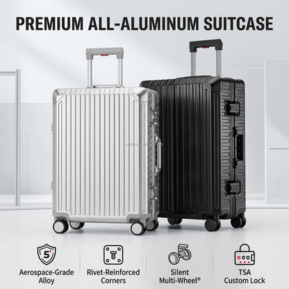 Unisex Luxury Metal Carry on Suitcase Set Aerospace Grade Aluminum Magnesium Trolley Case Low MOQ Dropshipping Best Selling 2026